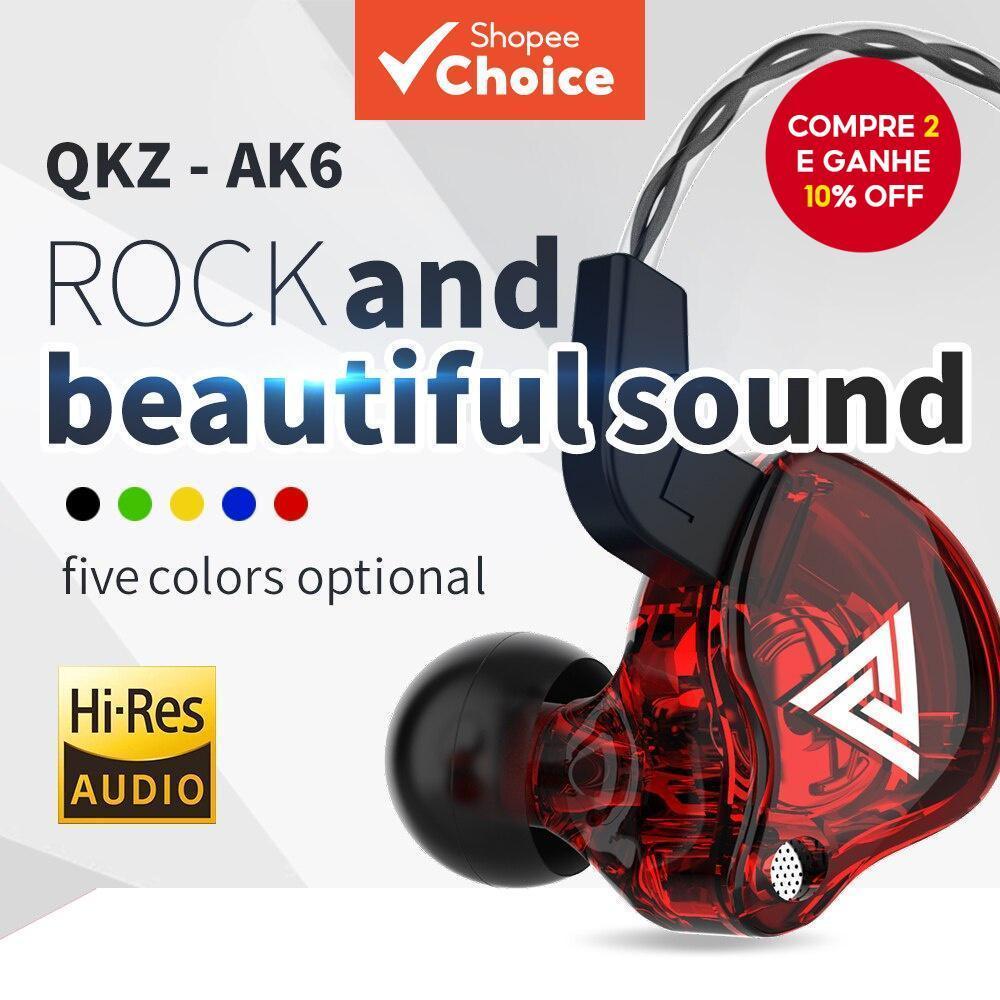 QKZ AK6 Fones De Ouvido Com Fio De 3.5 Mm Driver De Cobre Estéreo Hifi Fone Baixo Música Correndo Jogos Esportivos em Oferta na Shopee