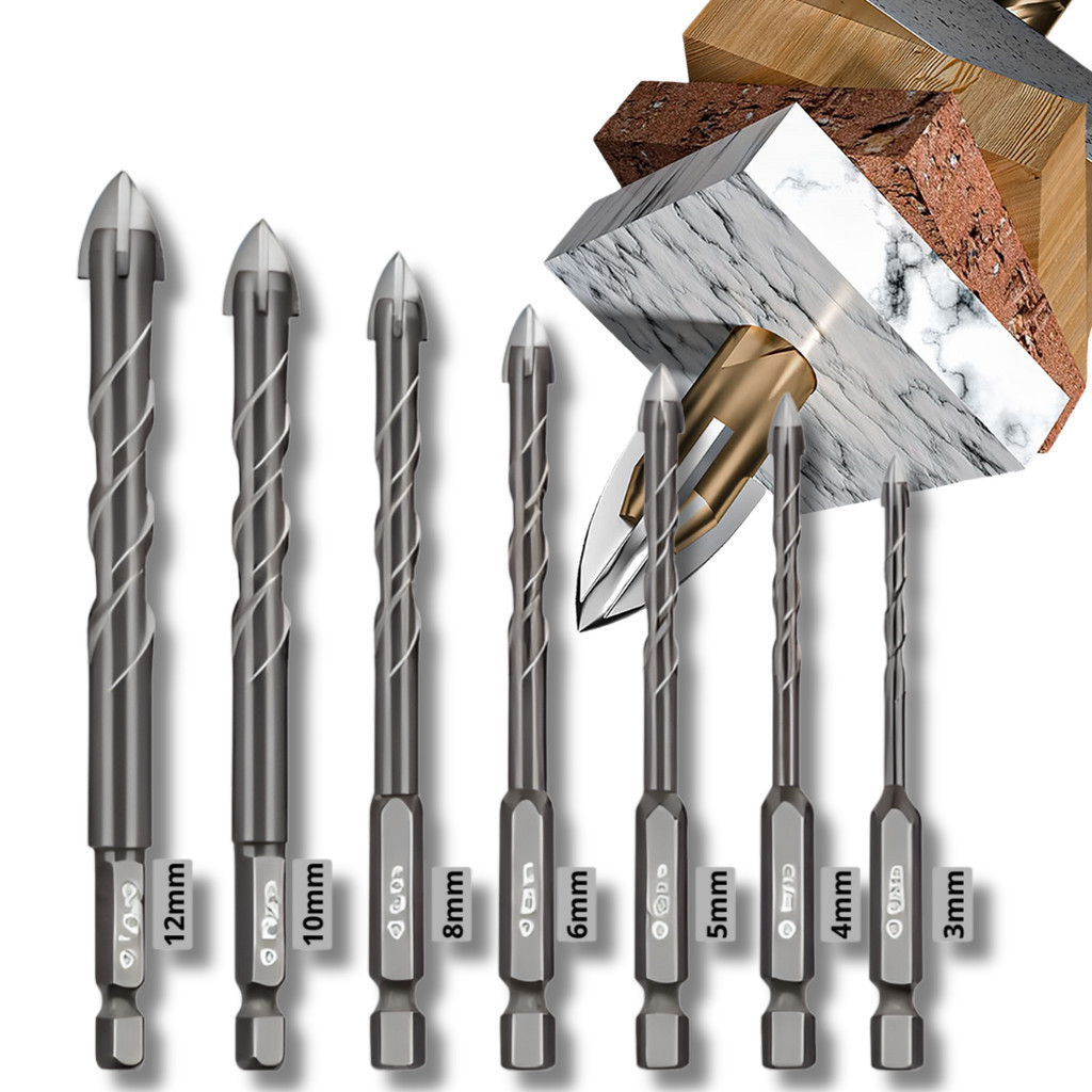 Kit 7 Brocas Multimaterial 3-12mm Carbeto Titânio Para Furadeira Azulejo Vidro em Oferta na Shopee