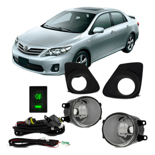 Kit Farol Auxiliar Corolla 2012 13 2014 Com Grade Aro Preto NOVO