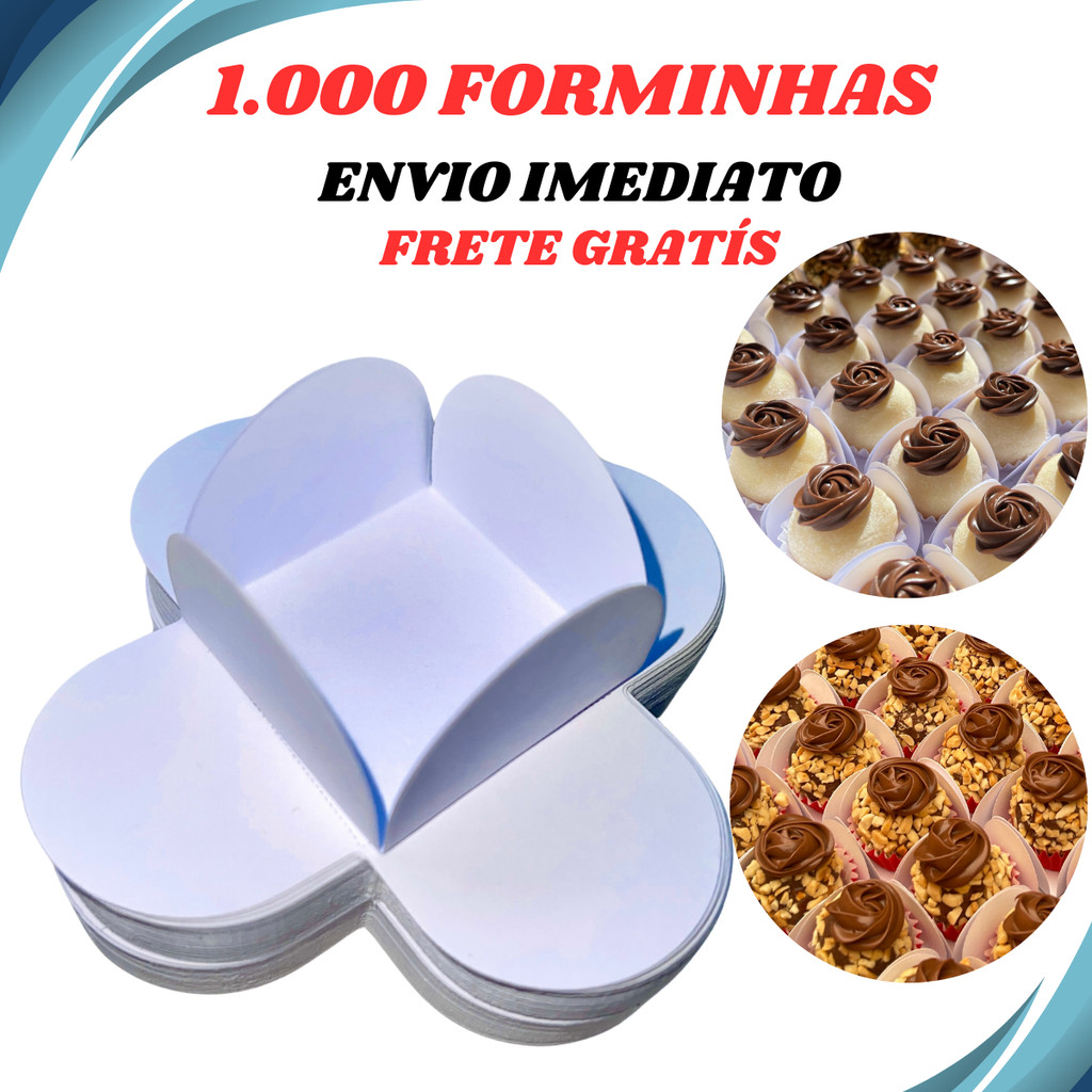 1000 Forminhas Brigadeiro Para Doces Finos 4 Petalas Confeitaria Festas Aniversário Brigadeiro