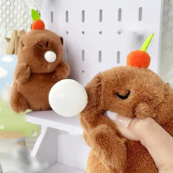 Pelúcia Capivara Interativa Brinquedo Anti Stress Sopra Bolhas Rabo Gira Presente Casal