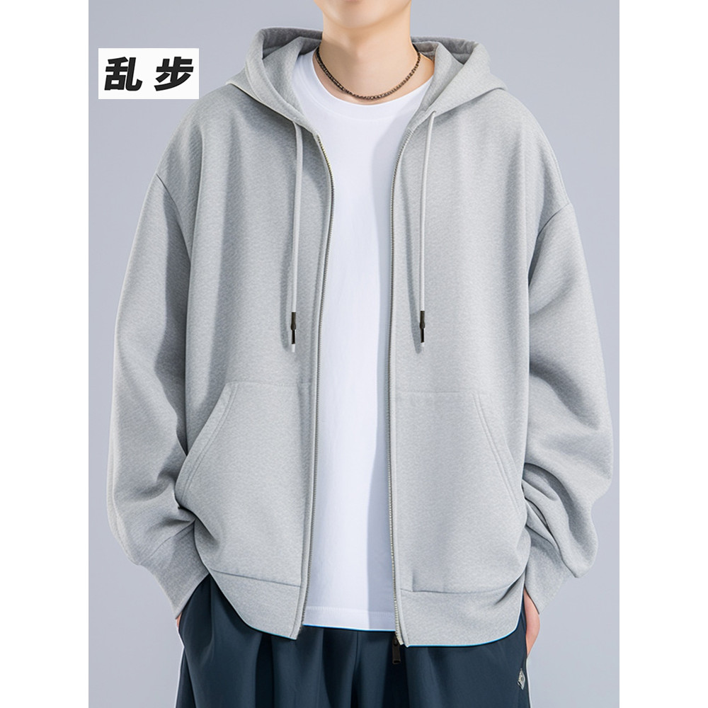 Cardigan com capuz moletom casaco masculino novo estilo esportes Street Wear meninos Casual cor sólida forro de lã jaque
