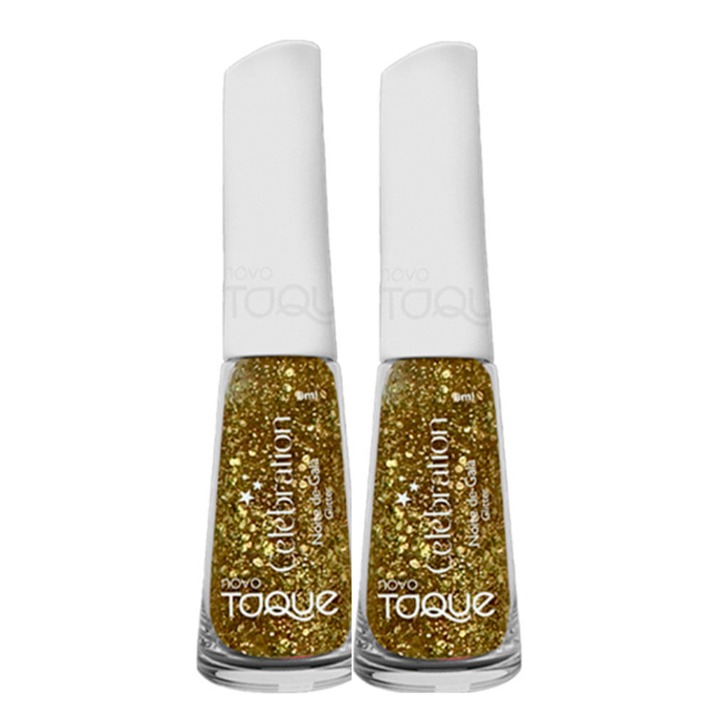 Kit 2 Esmalte Novo Toque Celebration Glitter Cor Noite de Gala 8ml