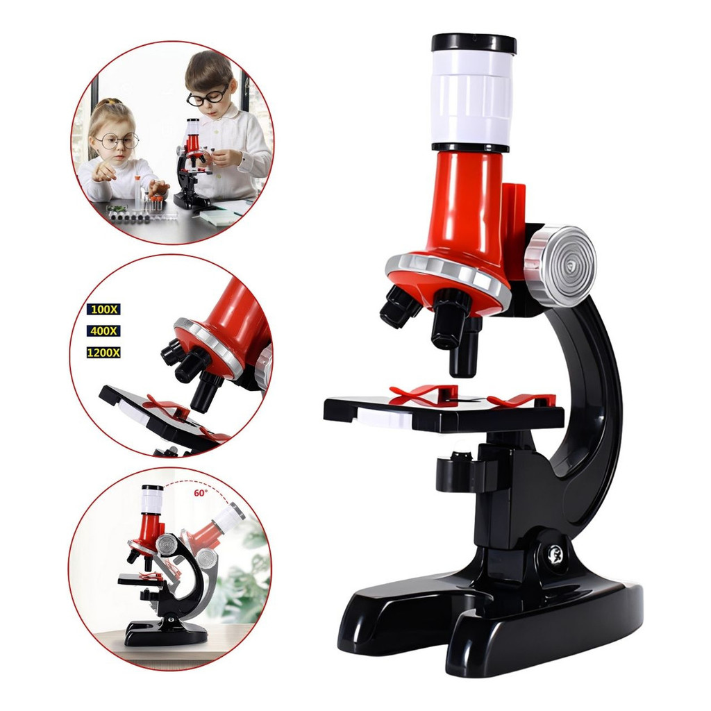 Microscópio Infantil com 3 Níveis de Ampliação e Acessórios, Ideal para Exploração Científica e Aprendizado Divertido em Oferta na Shopee