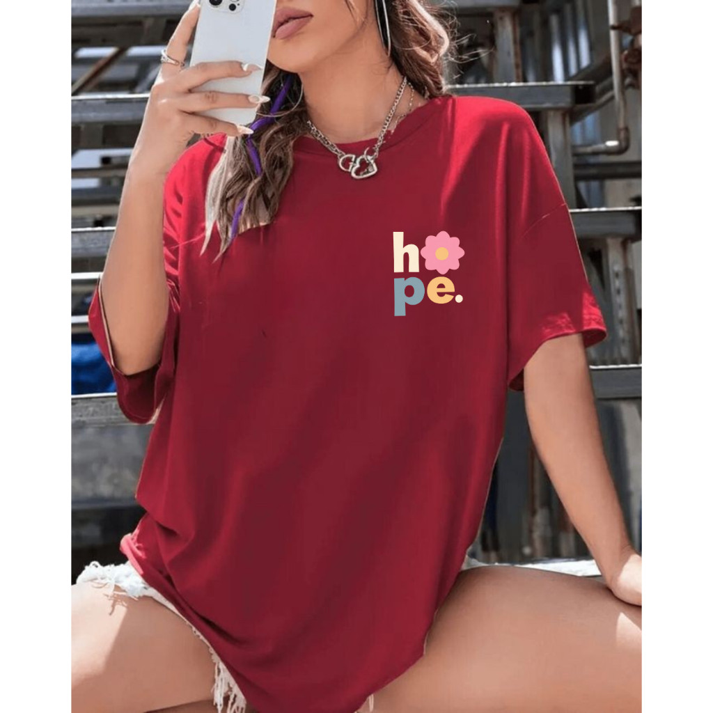Camiseta Feminina HOPE Colorido 100% Algodão Confortável Estilosa Novo Lançamento