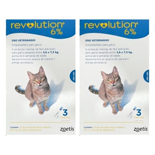 Antipulgas Revolution Gatos 2,6kg A 7,5kg - 3 Pipetas-  2 Un em Oferta na Shopee