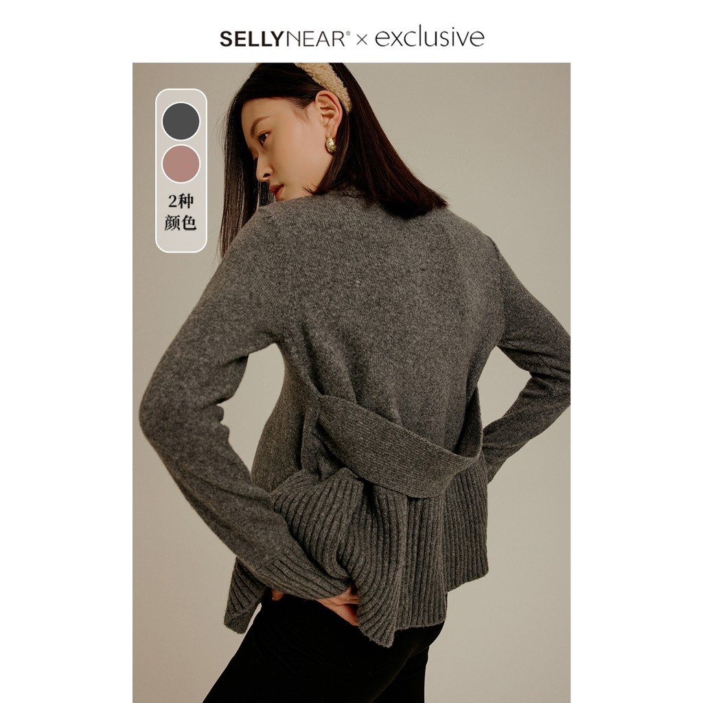 SELLYNEAR Maternidade Outono Inverno Novo Estilo Malhas Moda Top Alto Cinza Gola Alta A-Hem Elegante Swe