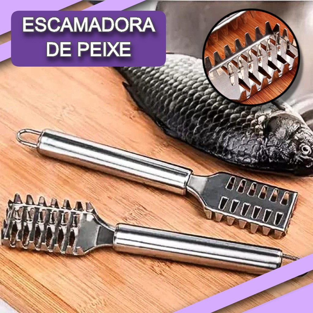 Descamador Removedor de Escama de Peixe Aço Inox Cozinha Profissional 19cm