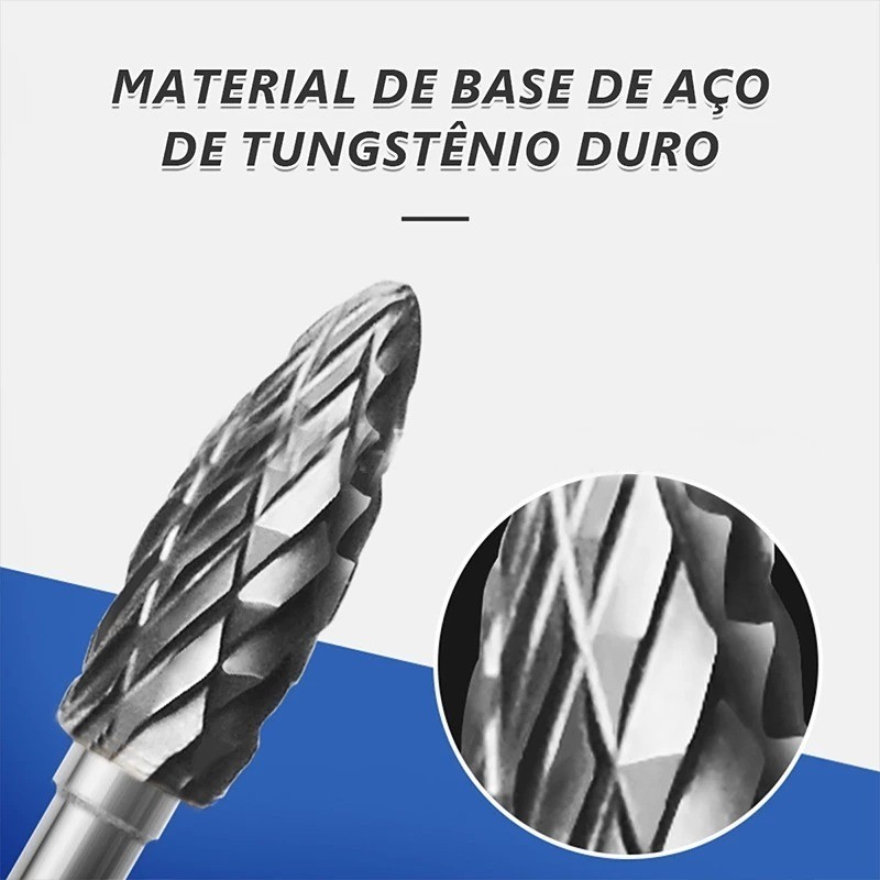 Detalhes do 10 Limas Rotativas Cilíndricas Metal Duro Fresa para Madeira, Aço e Ferro