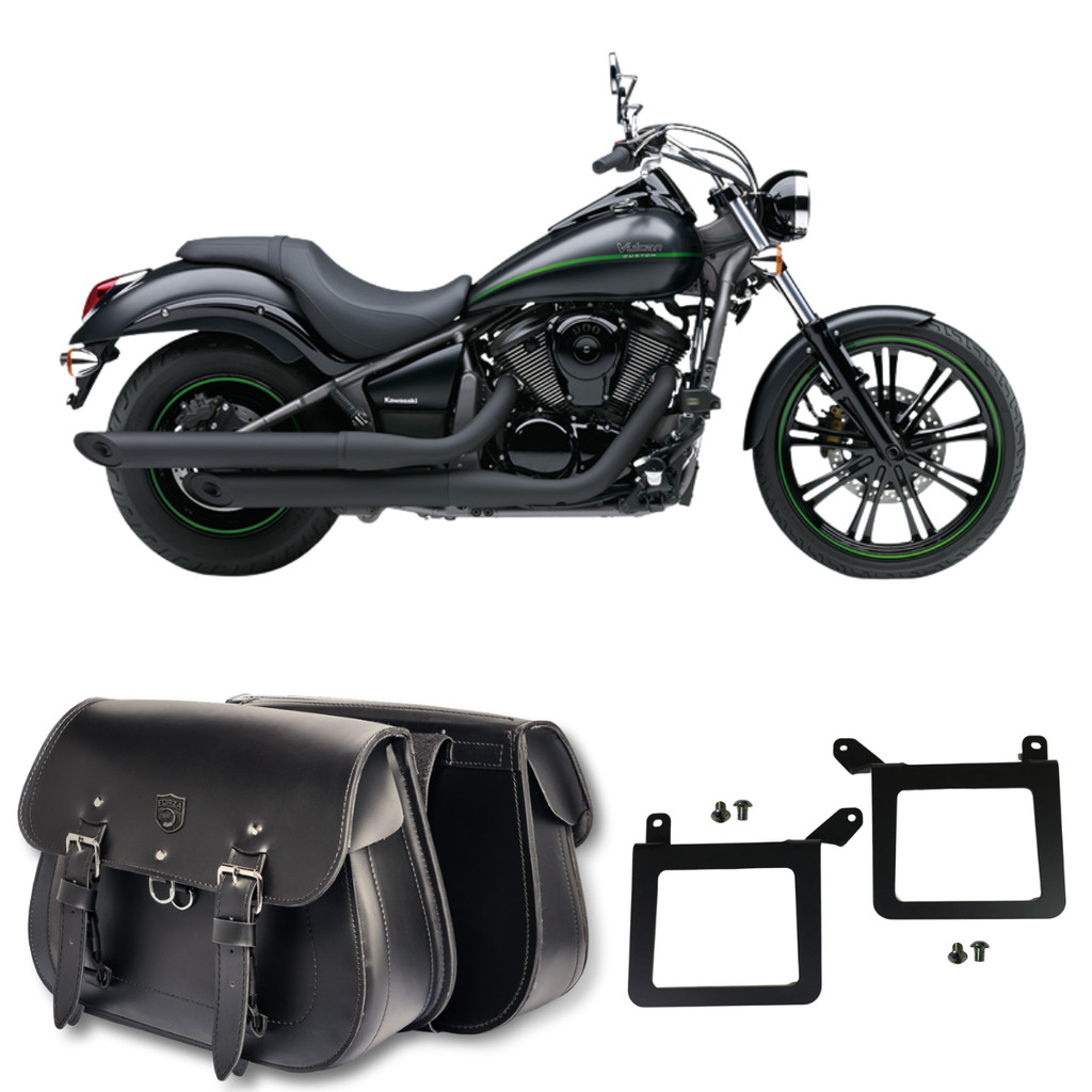 Bolsa Alforge Mala Baú Lateral Moto Custom 18L Afastador Kawasaki Vulcan 900