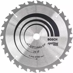 Disco de Corte OptilineWood 184x1,6mm 24 Dentes BOSCH