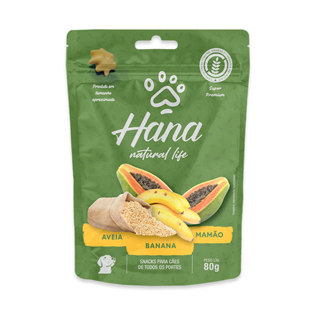 Petisco Snack Hana Natural Life Para Cães Sabor Aveia, Banana e Mamão 80g em Oferta na Shopee