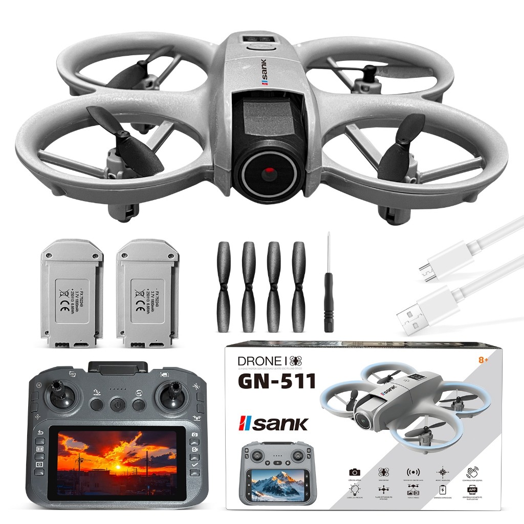 Drone Câmera HD para Fotografia Aérea, (Voltar Auto + Siga-Me), 2 Baterias Controle com Tela