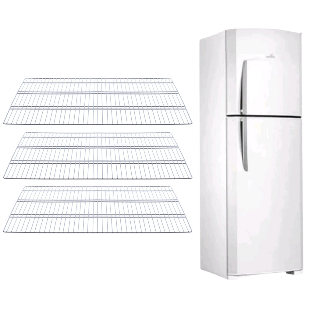 Kit Prateleira Grade Geladeira Aramada Com 3 Unidades Continental Rcct440 Rcct480 Rcct490