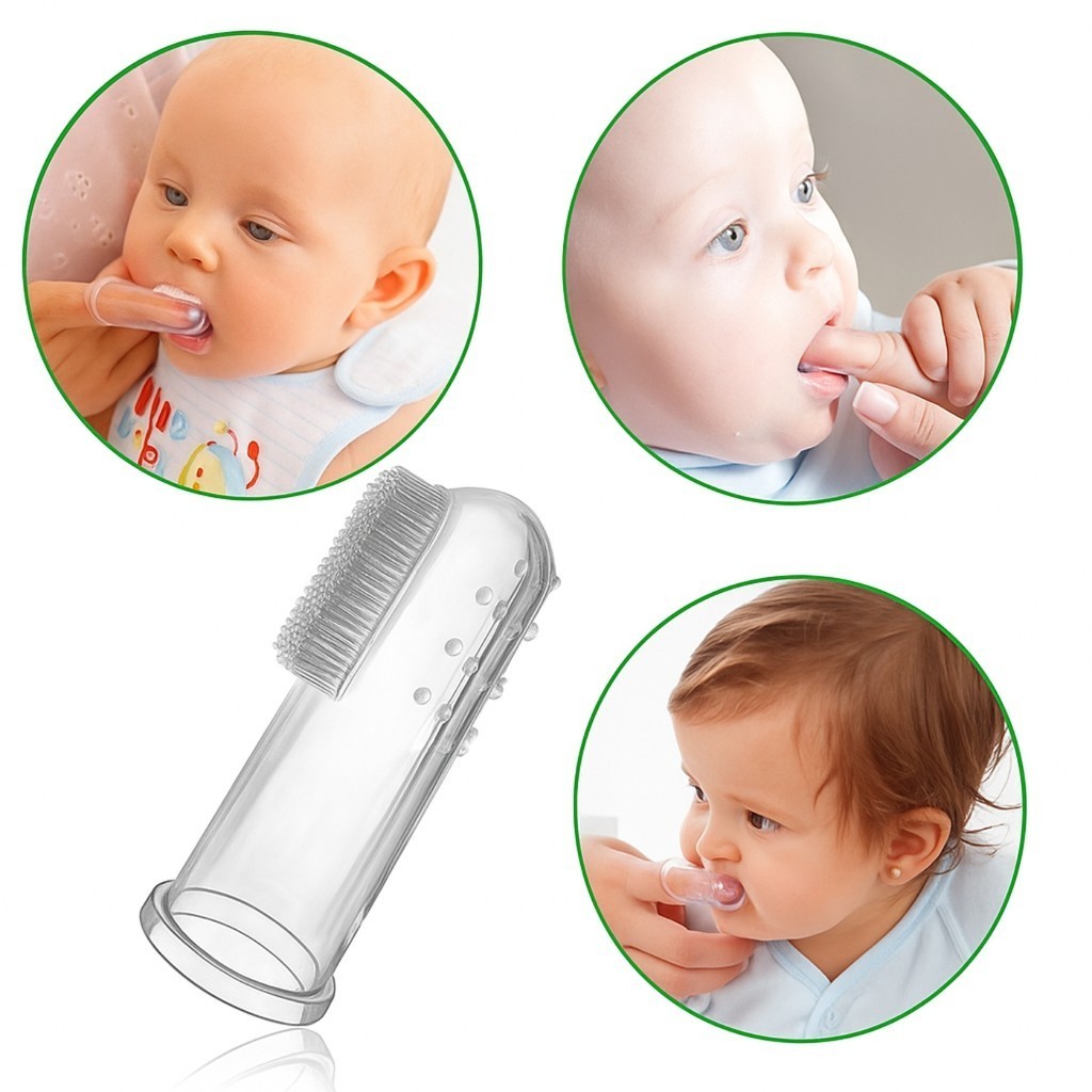 Escova De Dente De Dedo Para Neném Bebe Infantil Cerdas de Silicone Ultra Macio