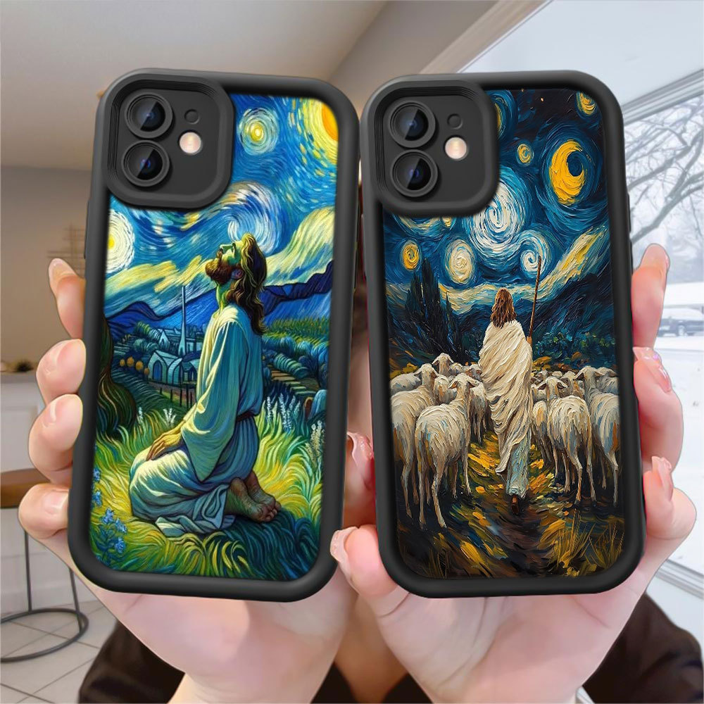 Pintura A Óleo Jesus Silicone Capa Capinha Para Samsung Galaxy A06 A07 A05S A12 A13 A14 A15 A16 A17 A23 A32 A34 A36 4G