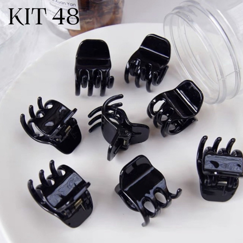 Kit 12'/48 Unidades Piranha/Tridente/Prendedor de cabelo tamanho P/M/G