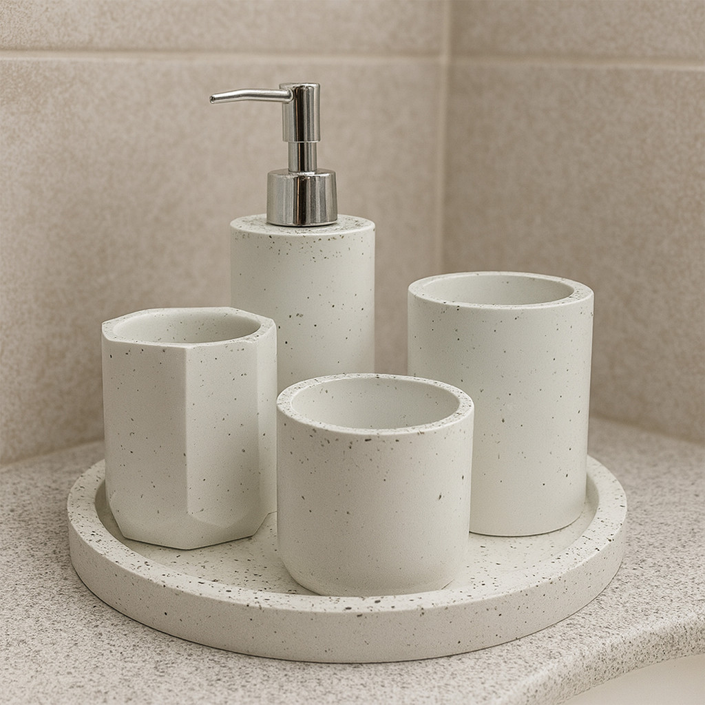 Kit Lavabo Banheiro Com Bandeja SaboneteiraLuxo Artesanal Prata em Oferta na Shopee