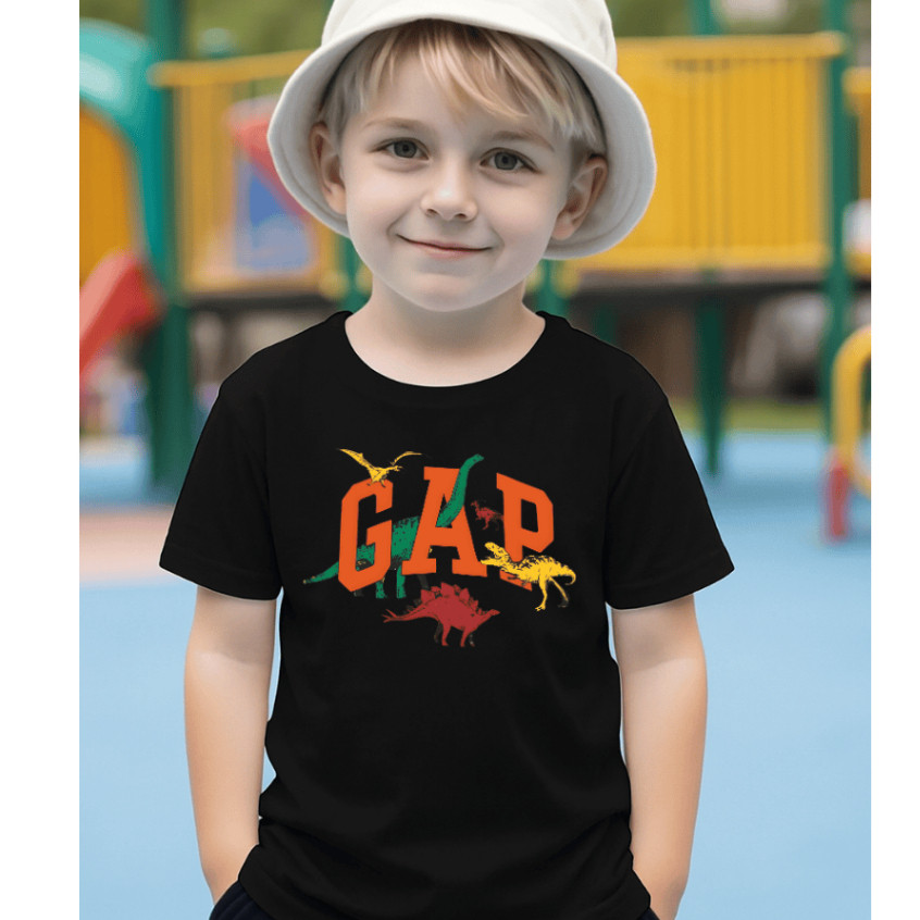 Camiseta Dinossauro Infantil, G.A.P Juvenil Unissex -  Blusa em Algodão -  Moda Infantil em Alta