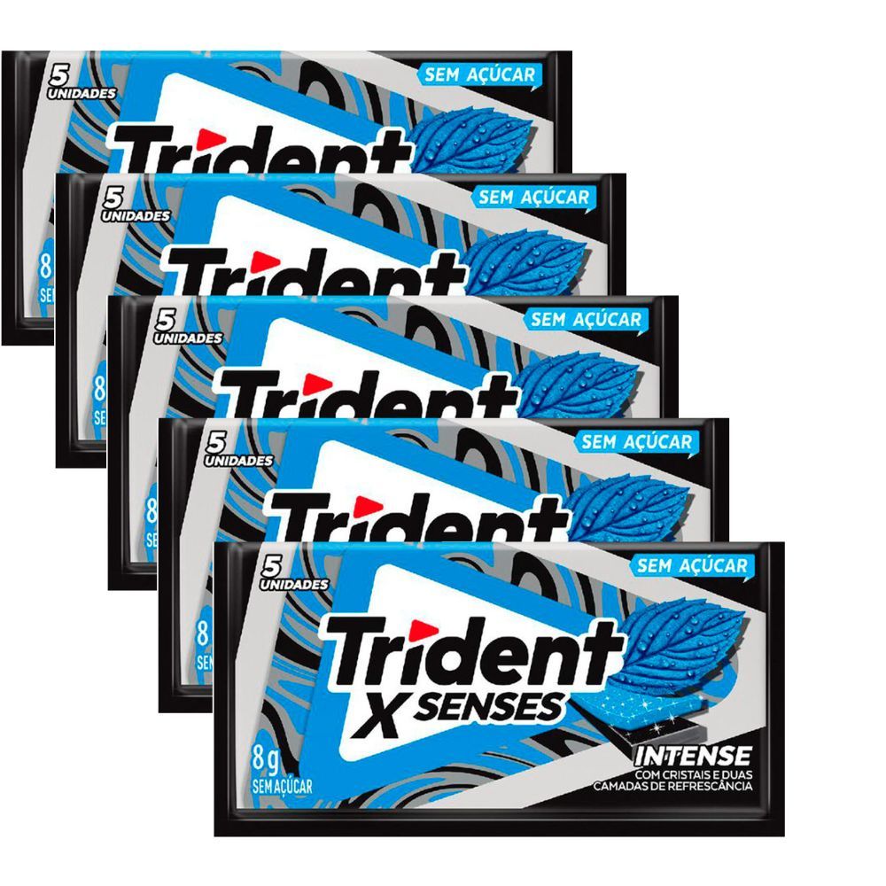 Kit 5 Chiclete Trident Fresh Intense 8g com 5 Unidades