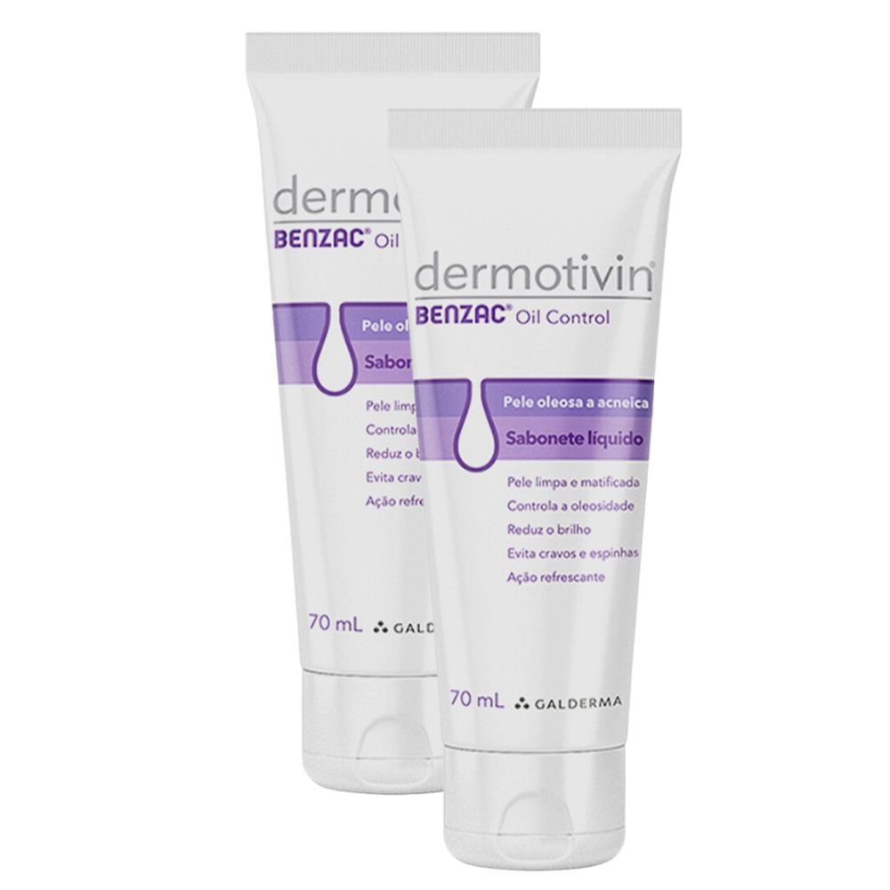 Kit 2 Dermotivin Benzac Oil Control Sabonete Líquido 70ml em Oferta na Shopee