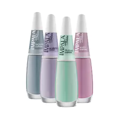 Kit 4 Esmaltes Impala Tons Pastéis Cremoso Verde Azul Rosa Lilás