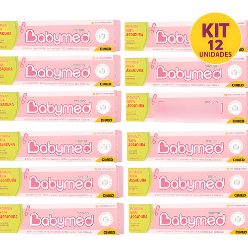 Kit Com 12 Babymed Rosa Pomada Para Assaduras 45 Gramas Cada