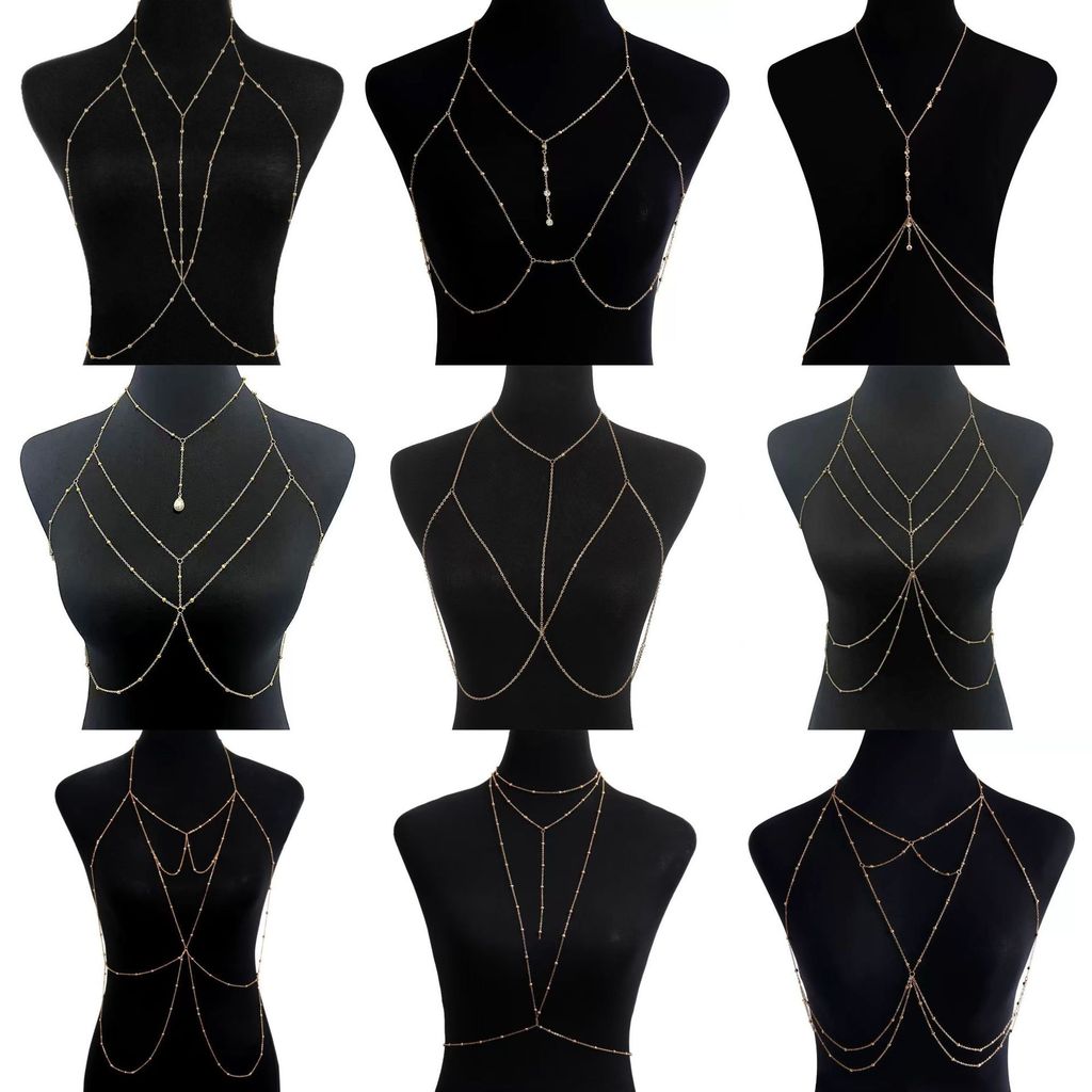 Corrente De Peito Com Borla Multicamadas Para Mulheres Sexy Strass Joias Corporais Biquíni Acessórios De Praia em Oferta na Shopee