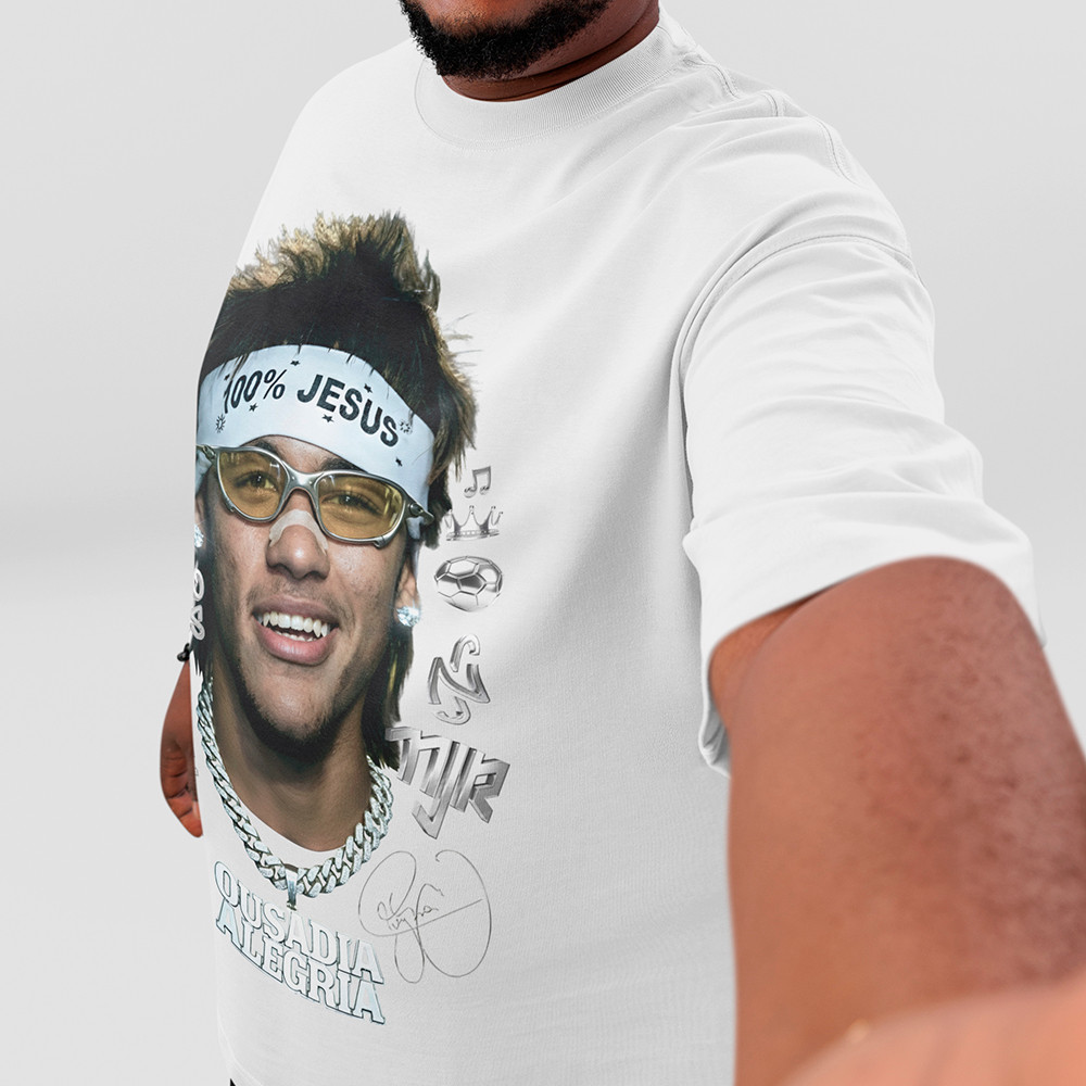 Camiseta Jogador Neymar Jr NJR Plus Size Menino Ney Camisa de Futebol 100% Algodão Premium