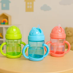 Garrafa Copo Infantil Plástico com Alça e Bico de Silicone - 220ml MIMI