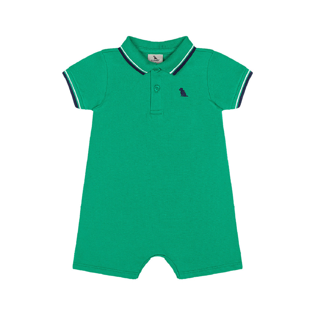 Macaquinho Polo Bebê Piquet Elastano Quimby em Oferta na Shopee