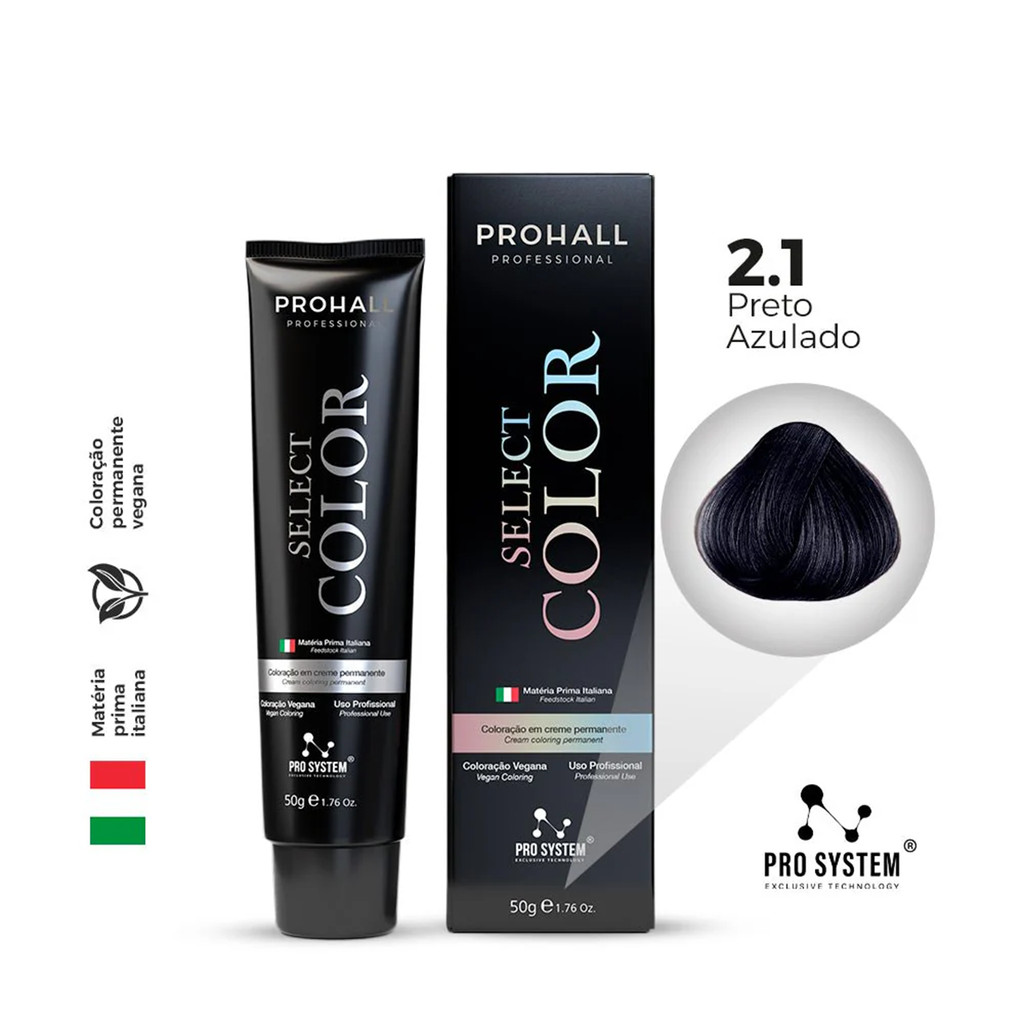 ProHall Coloração Permanente Para Cabelo Preto Azulado 2.1