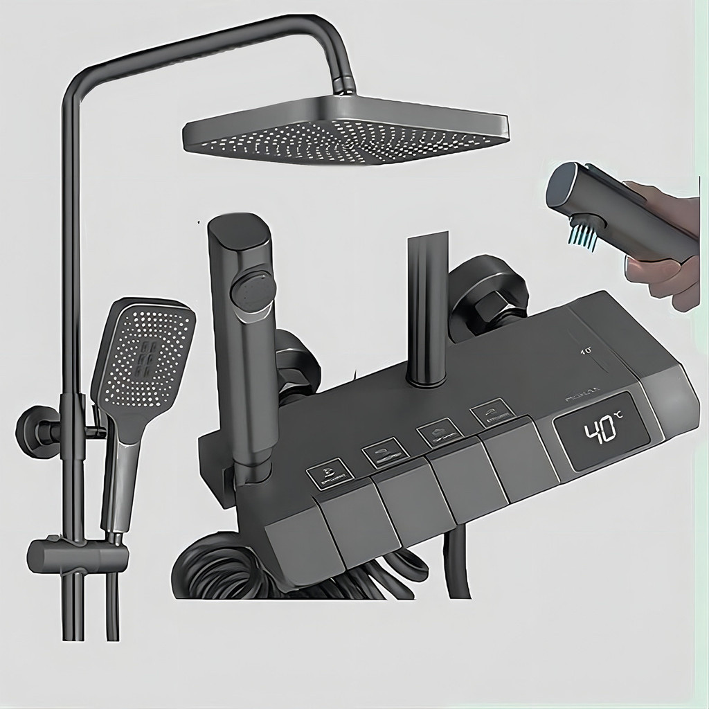 Chuveiro Ducha Piano Grafite 4 Saídas Misturador Termostato Digital Grafit eleva a sua experiência de banho a um novo