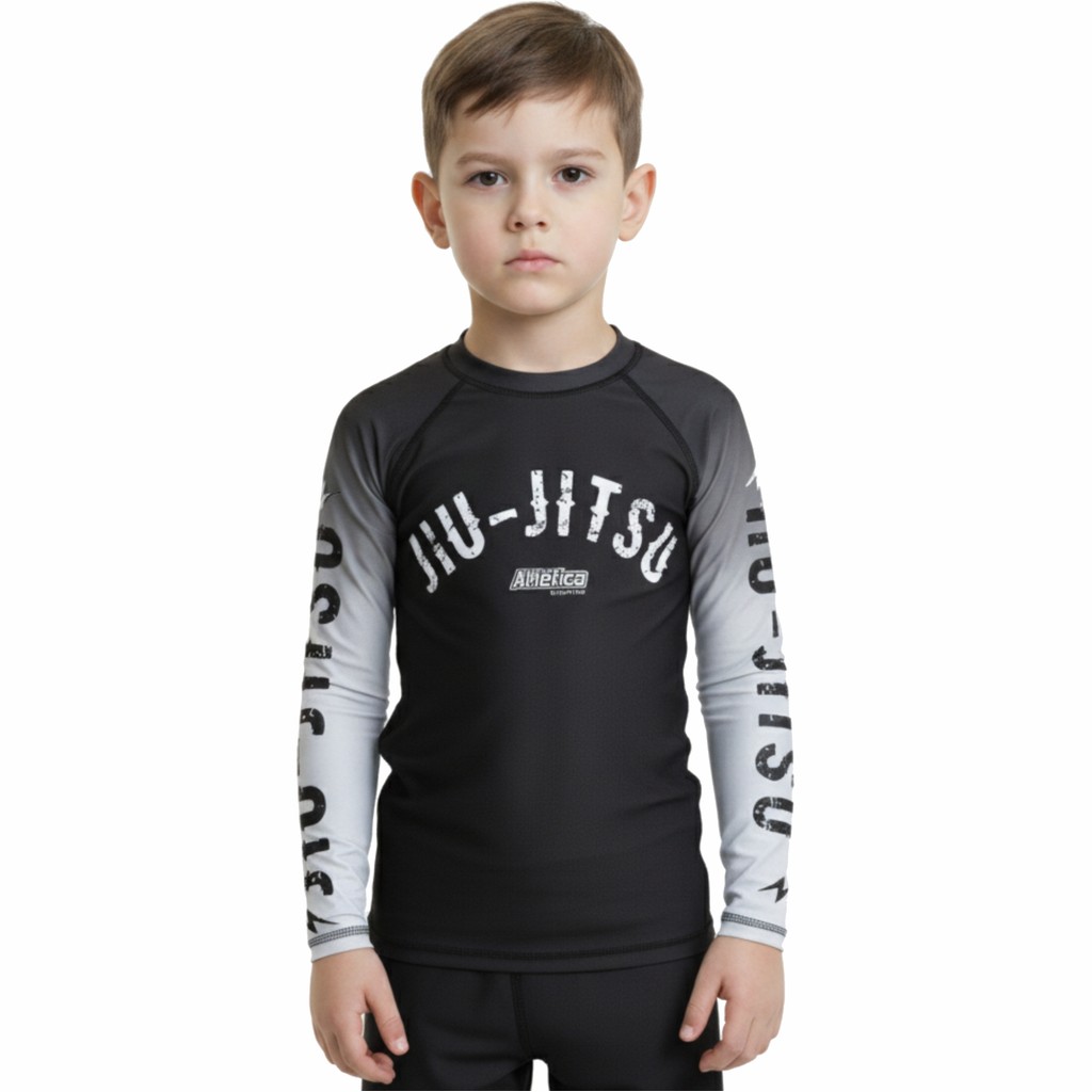 Camisa Rash Guard Infantil Masculina Gorila Jiu Jitsu Manga Longa