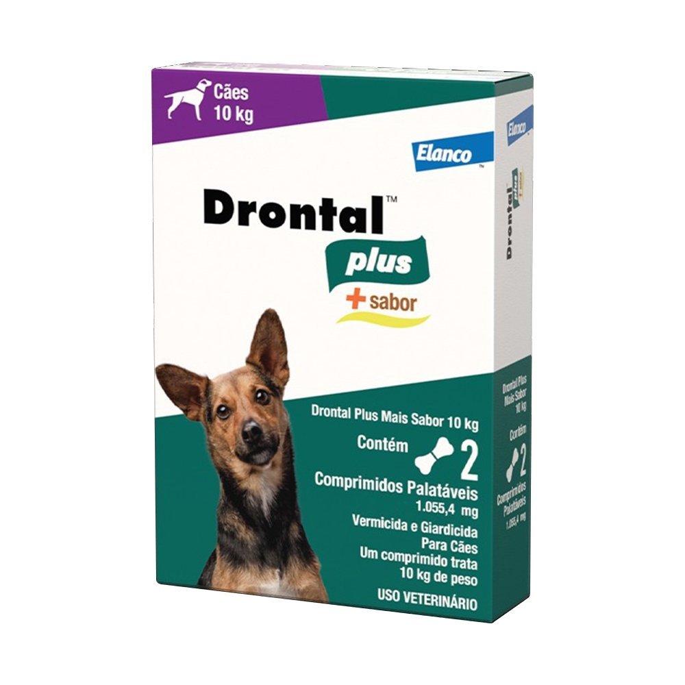 Drontal Plus Elanco Sabor Carne para Cães até 10Kg - 2 Comprimidos em Oferta na Shopee