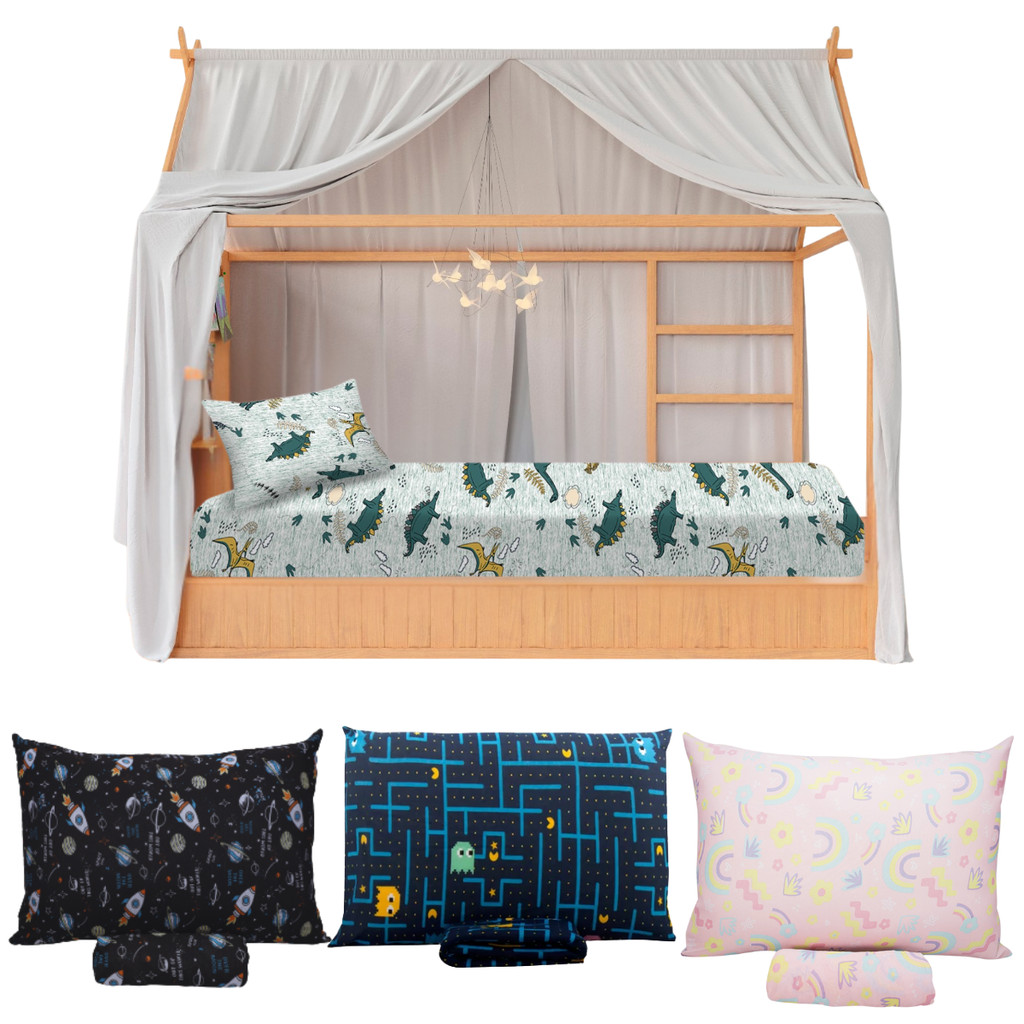 Lençol Mini Cama Montessoriana 70x150 C/ Elástico + Fronha
