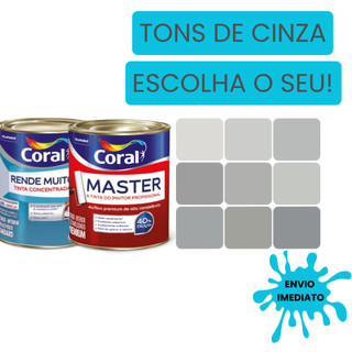 Tinta Cinza Para Parede Concentrada Coral Rende Muito 800ml - Escolha Sua Cor!