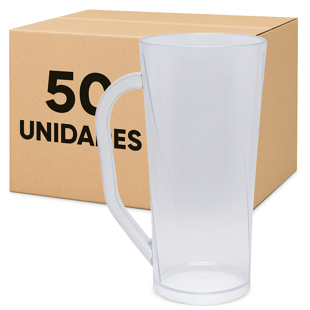 Kit 50 Copos Long Drink Acrílico 400 ml C/ Alça Caneca Slin – Sem Personalização em Oferta na Shopee