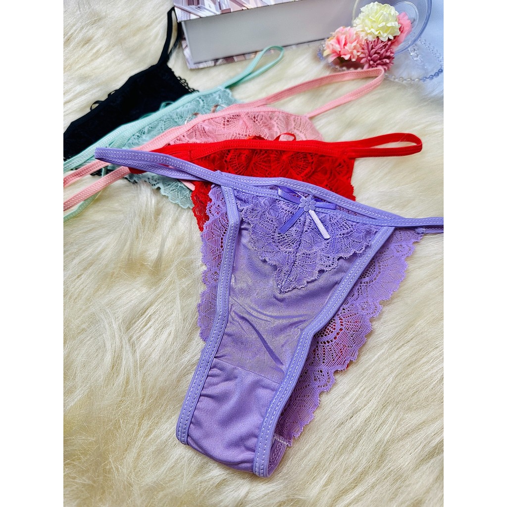 Kit de Calcinhas Fio dental Renda Lingerie Feminina Calcinha Sexy em Oferta na Shopee