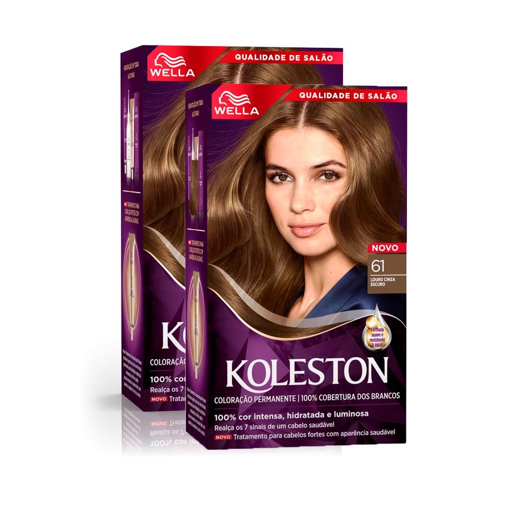 Kit 2 Tinta de Cabelo Koleston Louro Cinza Escuro 61 em Oferta na Shopee