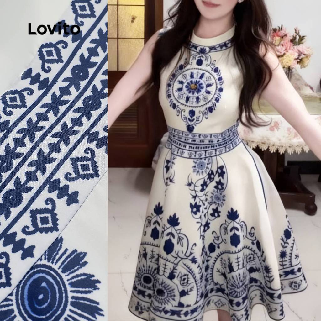 Lovito Vestido Boho Primavera/verão para mulheres L157ED443