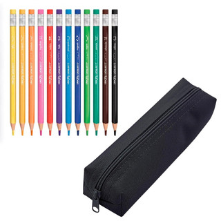 Kit Lápis Jumbo Apagável Leo&Leo + Estojo Escolar Preto ACP