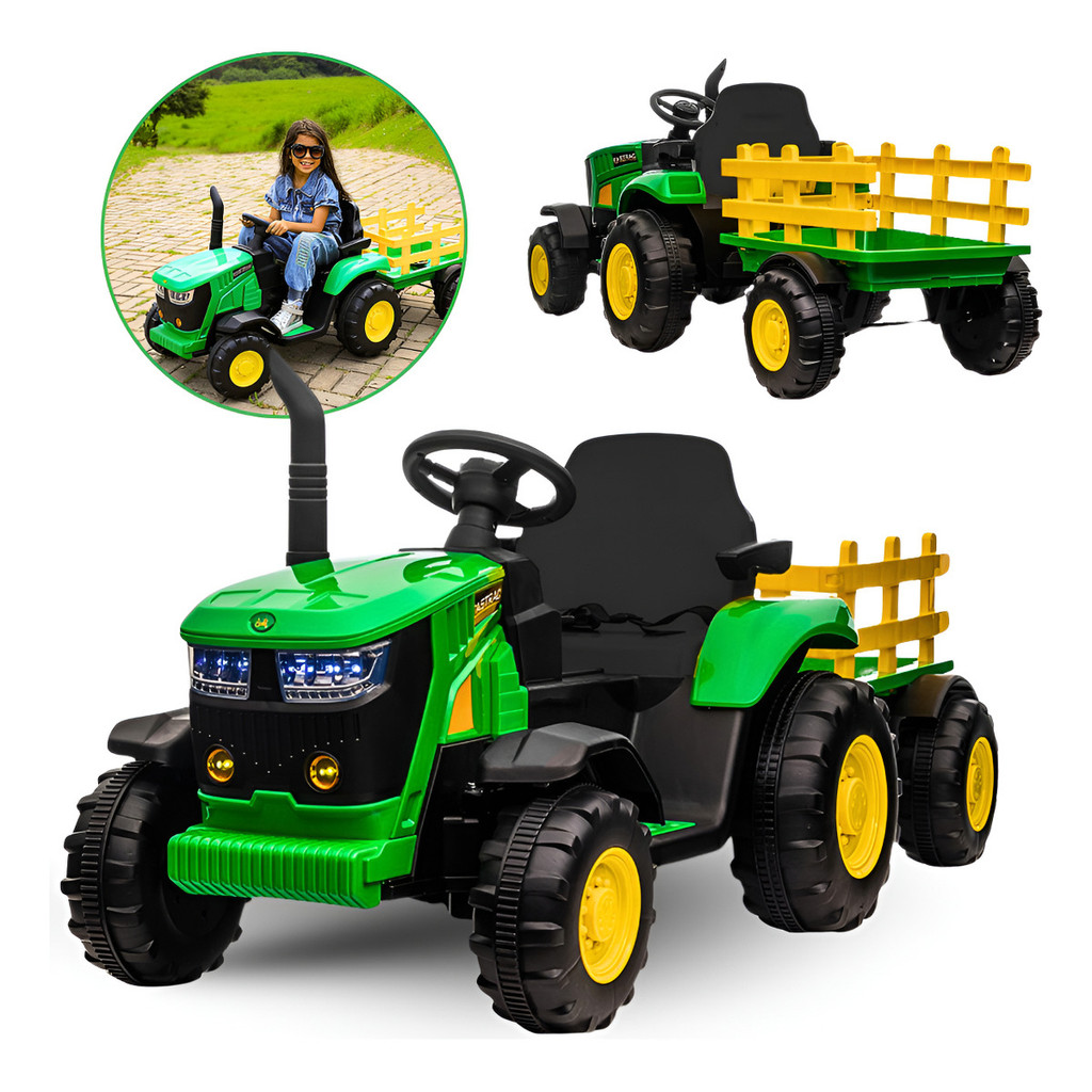 Carro/caminhonete De Brinquedo Zippy Toys Trator Trator Elétrico Infantil Cor Verde/amarelo 127/220v
