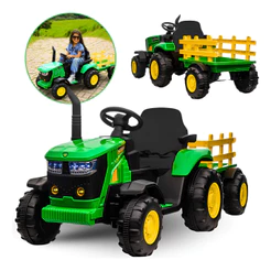 Trator Elétrico Infantil Verde Carro Caminhonete De Brinquedo Zippy Toys Cor Verde e Amarelo 127/220V
