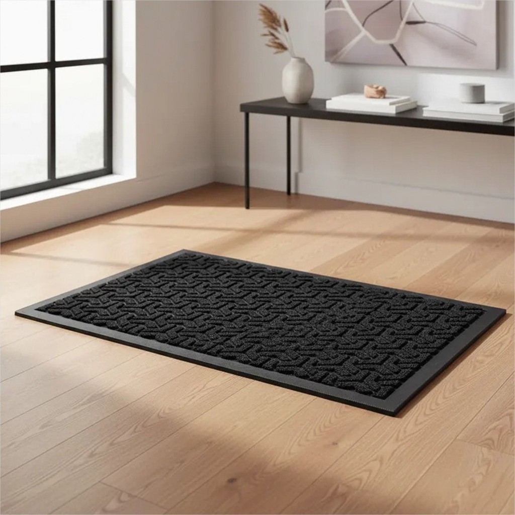 Capacho Grande Tapete De Porta Antiderrapante 75cm x 45cm Preto