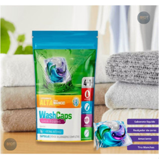 Detergente Lava Roupas Washcaps 4em1 - 16 Cápsulas Praticidade, Adeus sabão em pó Amaciante e outros em Oferta na Shopee