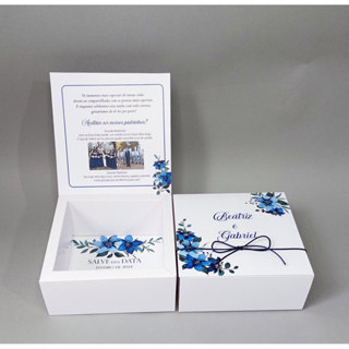 Caixa convite personalizada para padrinhos de casamento azul royal em Oferta na Shopee