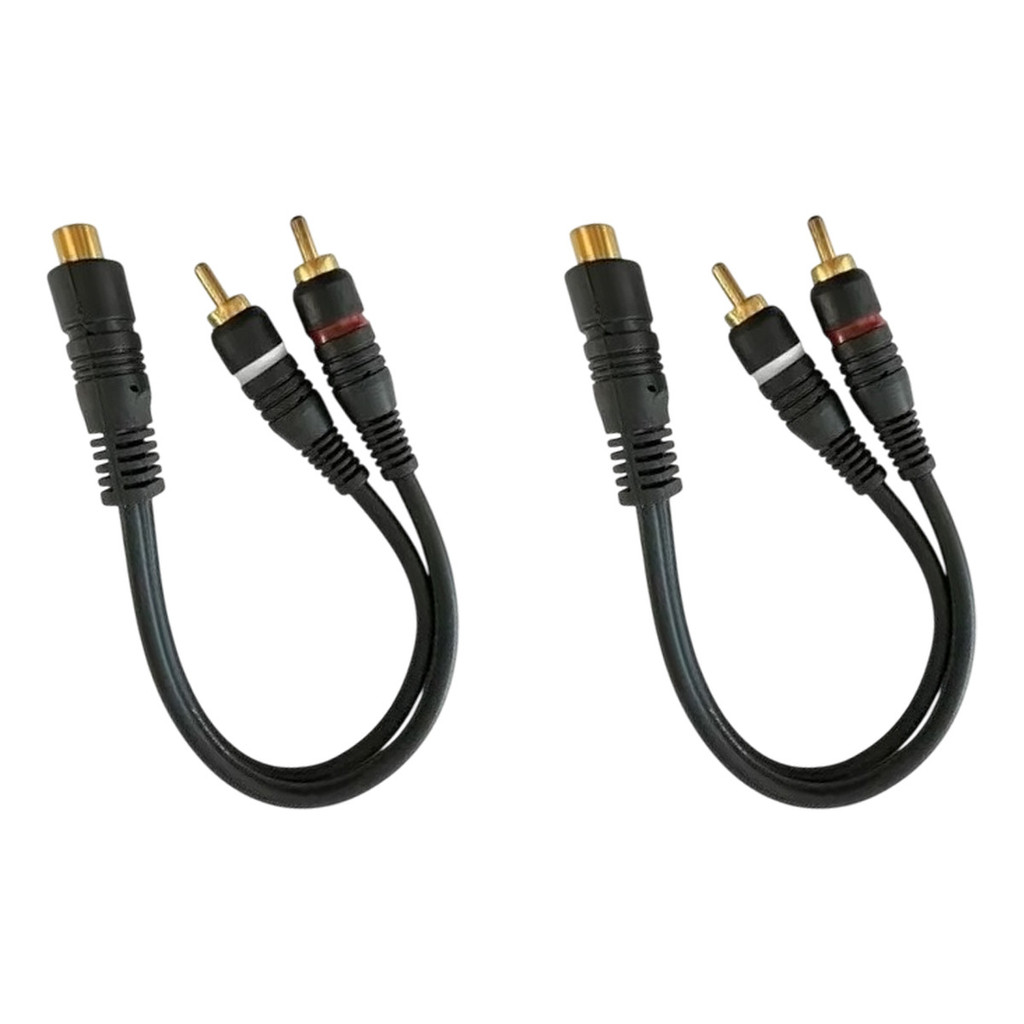 KIT 2 CABO Y RCA PRETO 1F 2M PERMAK OURO PARA SOM AUTOMOTIVO