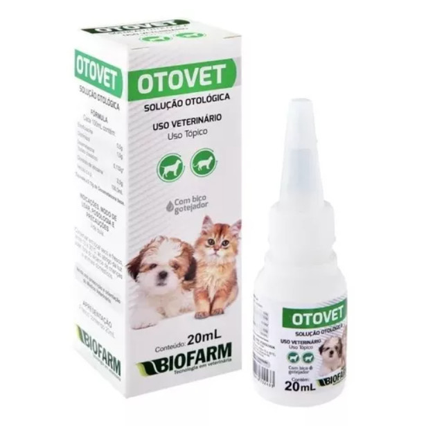 Otovet Solução de Tratamento Otológico para Cães e Gatos - 20mL - Biofarm em Oferta na Shopee