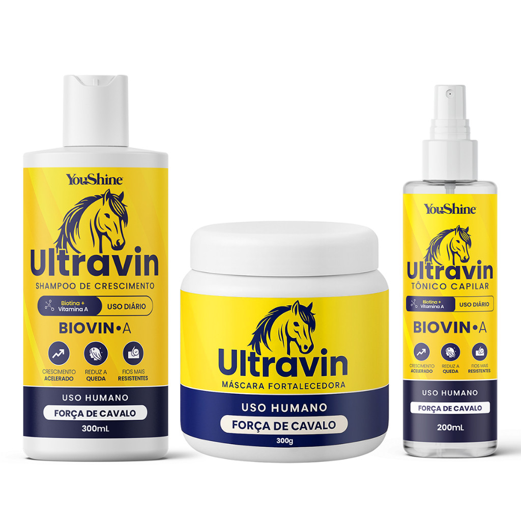 Kit Crescimento Acelerado Biovin-A Ultravin Força de Cavalo YouShine Shampoo Máscara e Tônico em Oferta na Shopee
